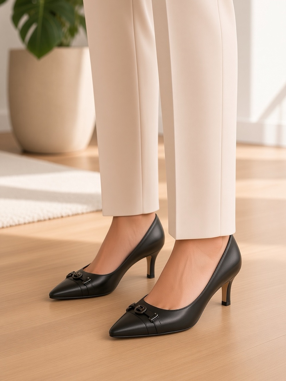 Coach Black Leather Pointed Toe Kitten Heel Pumps – Size 5.5✨ - Picture 5 of 5